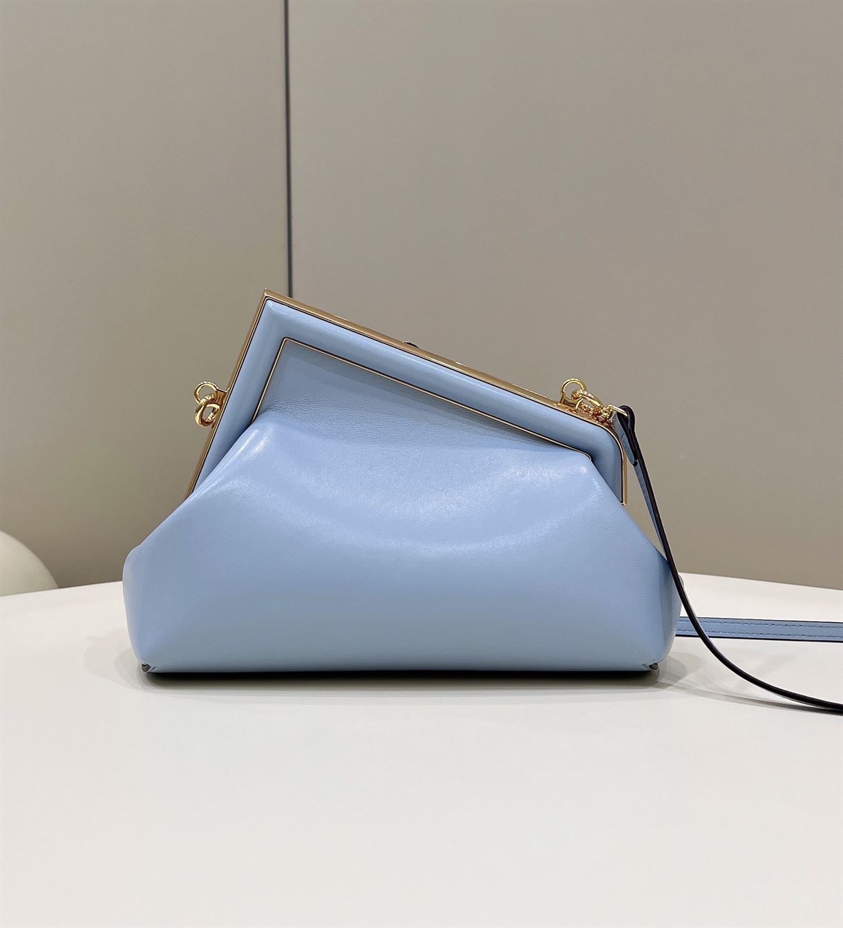 FENDI FIRST SMALL LIGHT BLUE LEATHER BAG – F051