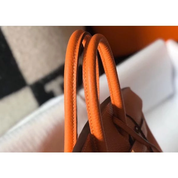 Hermes Birkin 25cm Bag In Orange Clemence Leather GHW – HW007