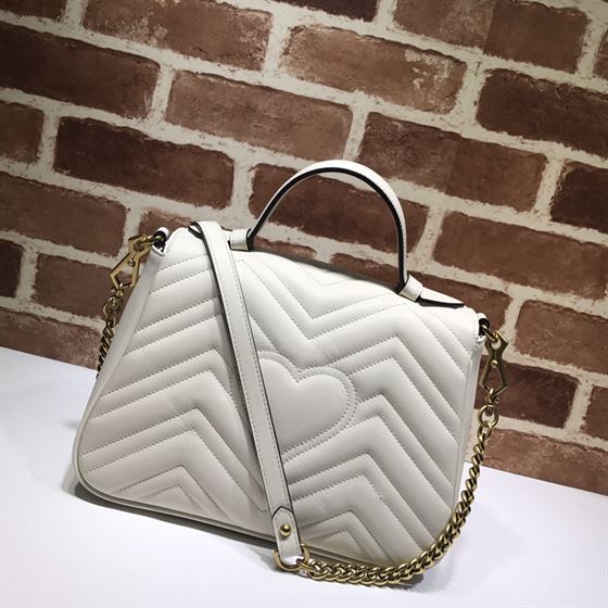GUCCI GG MARMONT SMALL TOP HANDLE BAG IN WHITE LEATHER – GB51