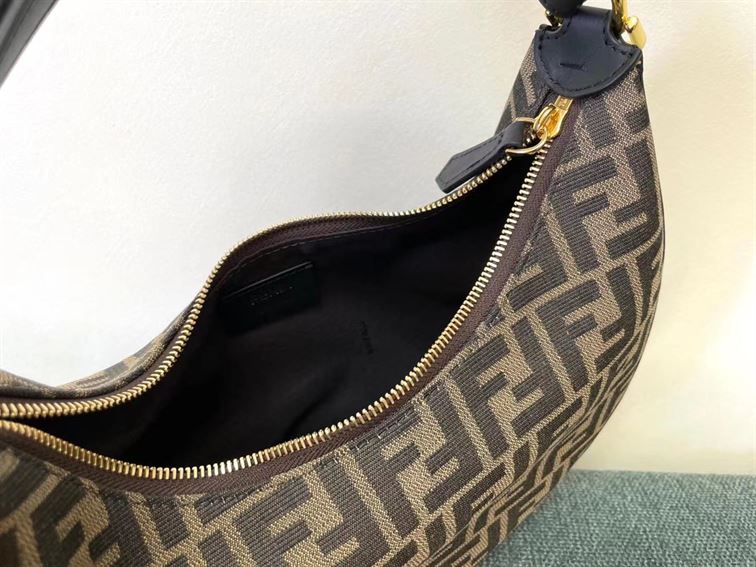 FENDIGRAPHY SMALL BROWN FF FABRIC BAG – F023