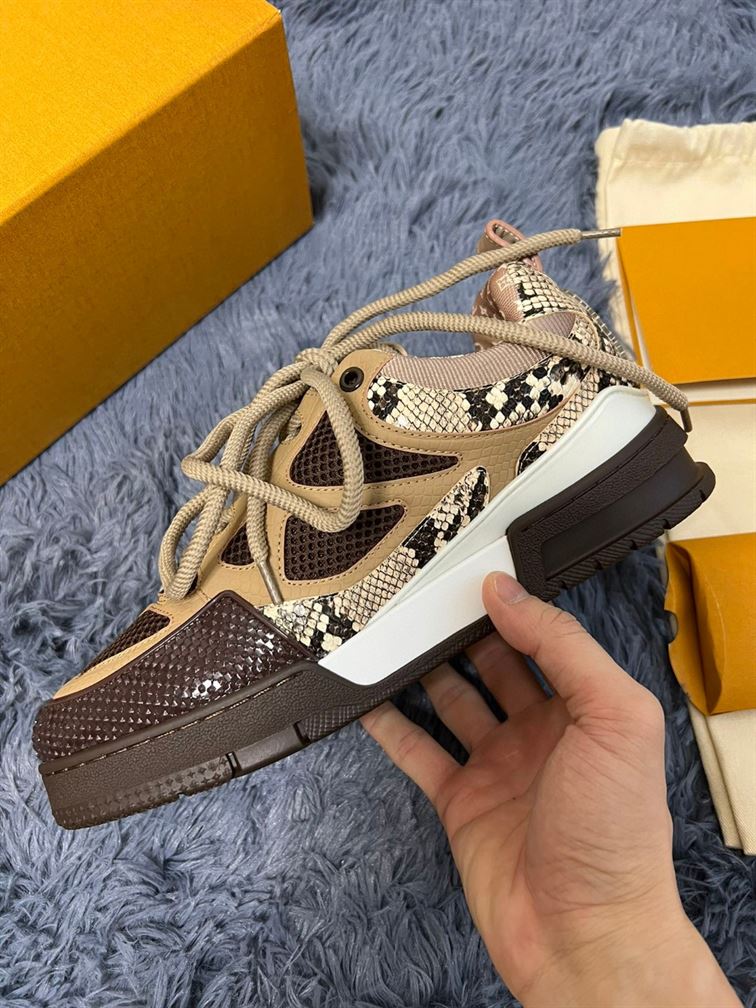 LOUIS VUITTON LV SKATE SNEAKER IN BROWN SNAKESKIN – LVS148
