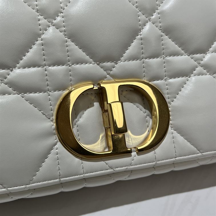 DIOR MEDIUM DIOR CARO BAG WHITE QUILTED MACROCANNAGE CALFSKIN – DOB062