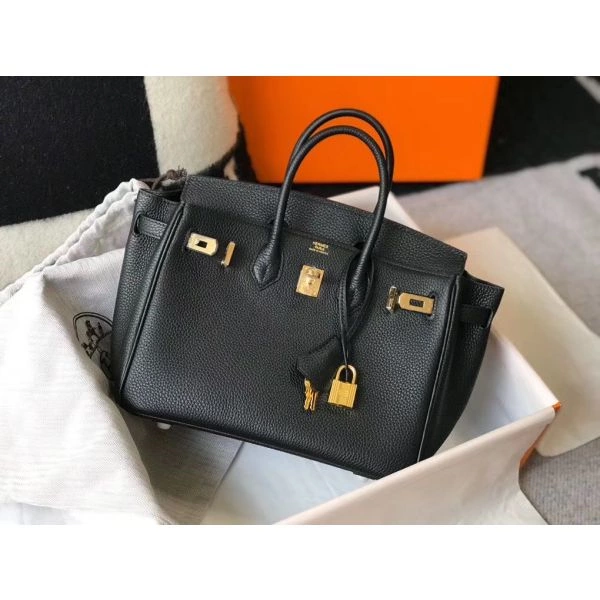 Hermes Birkin 25cm Bag In Black Clemence Leather GHW – HW010