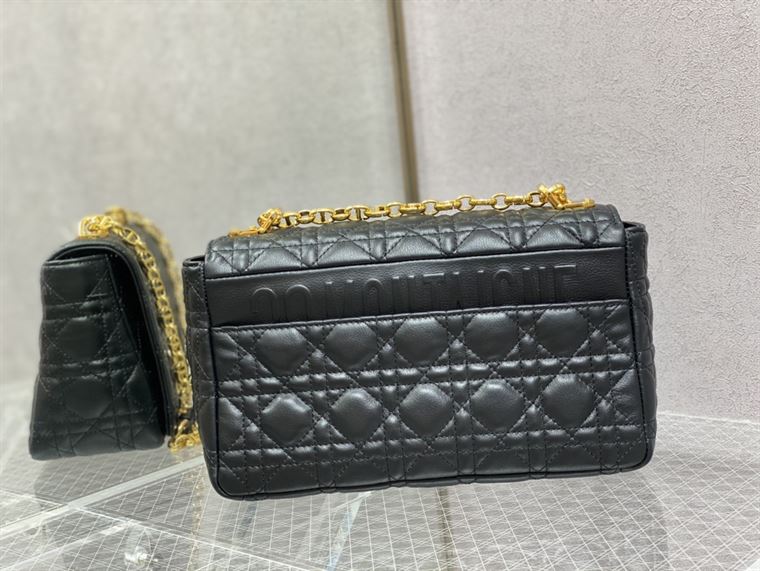 DIOR MEDIUM DIOR CARO BAG BLACK SUPPLE CANNAGE CALFSKIN – DOB106