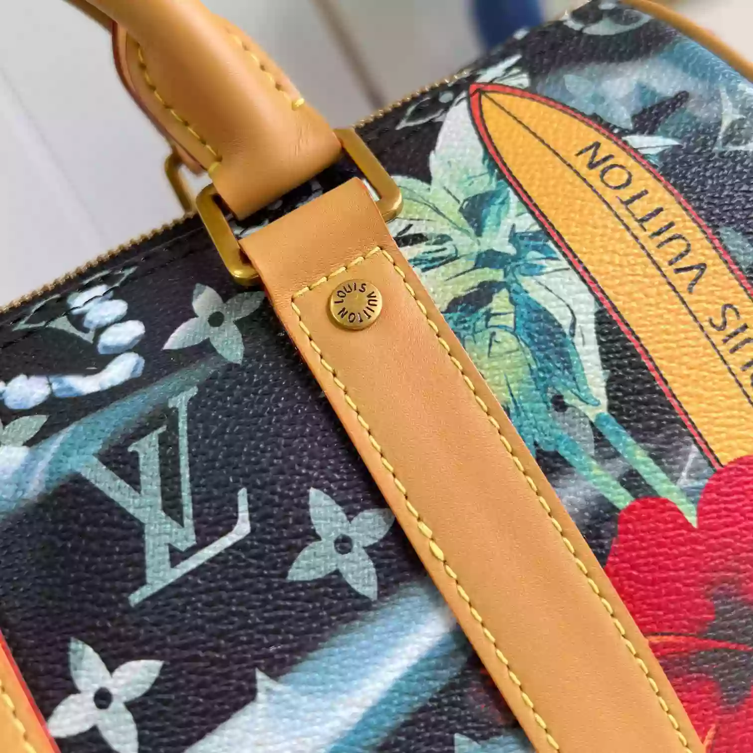 KEEPALL BANDOULIERE 25 NAVY BLUE MONOGRAM SURFIN’ CANVAS M25440 – LW433