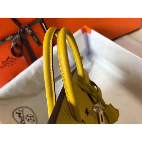 Hermes Birkin 25cm Bag In Yellow Clemence Leather GHW – HW004