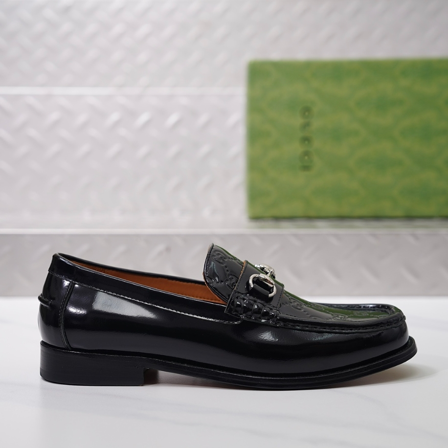 GUCCI LEATHER BLACK GC LOGO HORSEBIT LOAFER – GL055