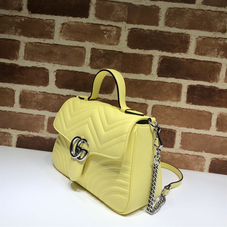 GUCCI GG MARMONT SMALL TOP HANDLE BAG IN YELOW LEATHER – GB53