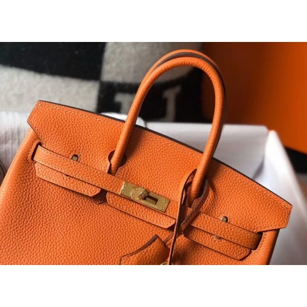Hermes Birkin 25cm Bag In Orange Clemence Leather GHW – HW007