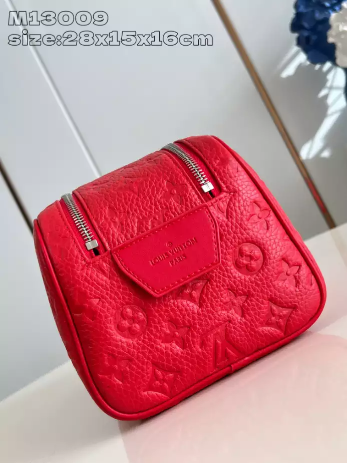 Louis Vuitton Dopp Kit Sari Red Taurillon Monogram Cowhide Leather Bag – LW140
