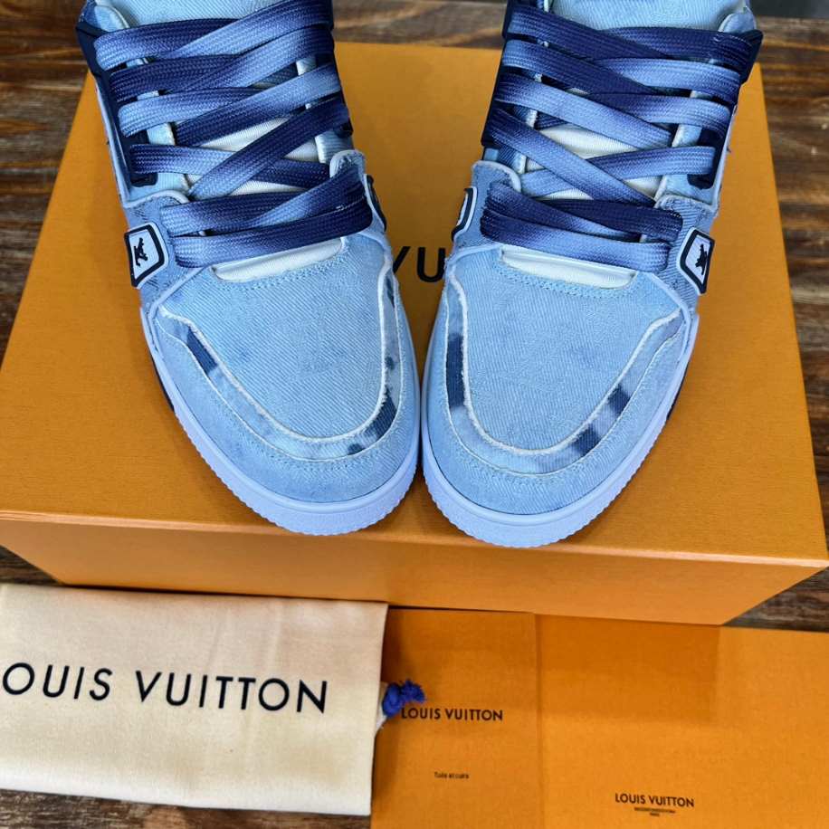 LV Trainers Bleached Monogram Blue Sneaker – LVS203