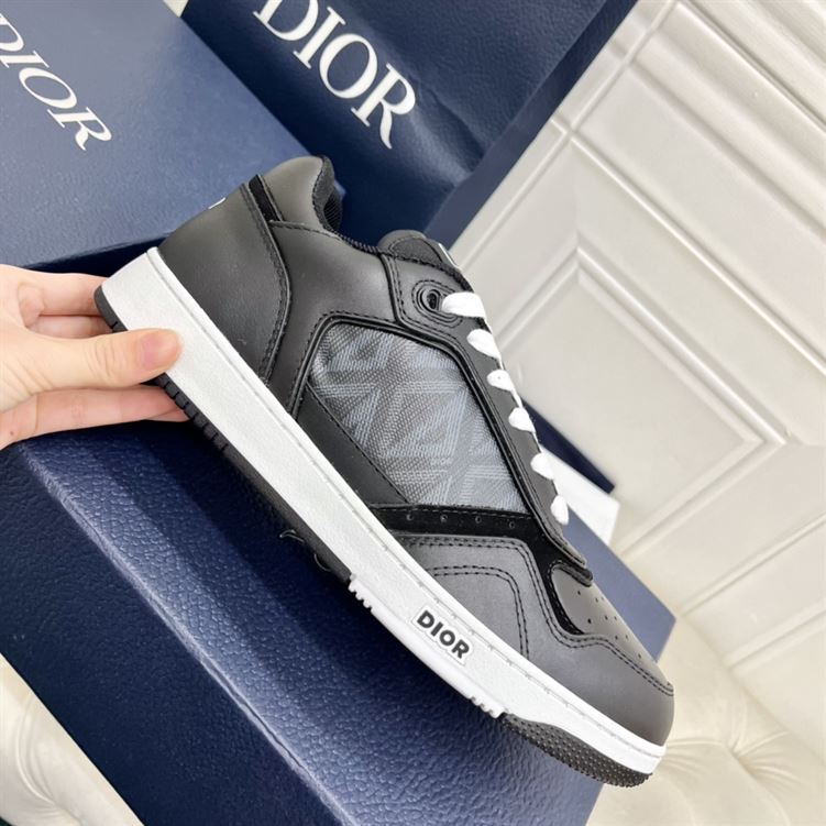 DIOR B27 LOW-TOP SNEAKER BLACK SMOOTH CALFSKIN AND CD DIAMOND CANVAS – DO141