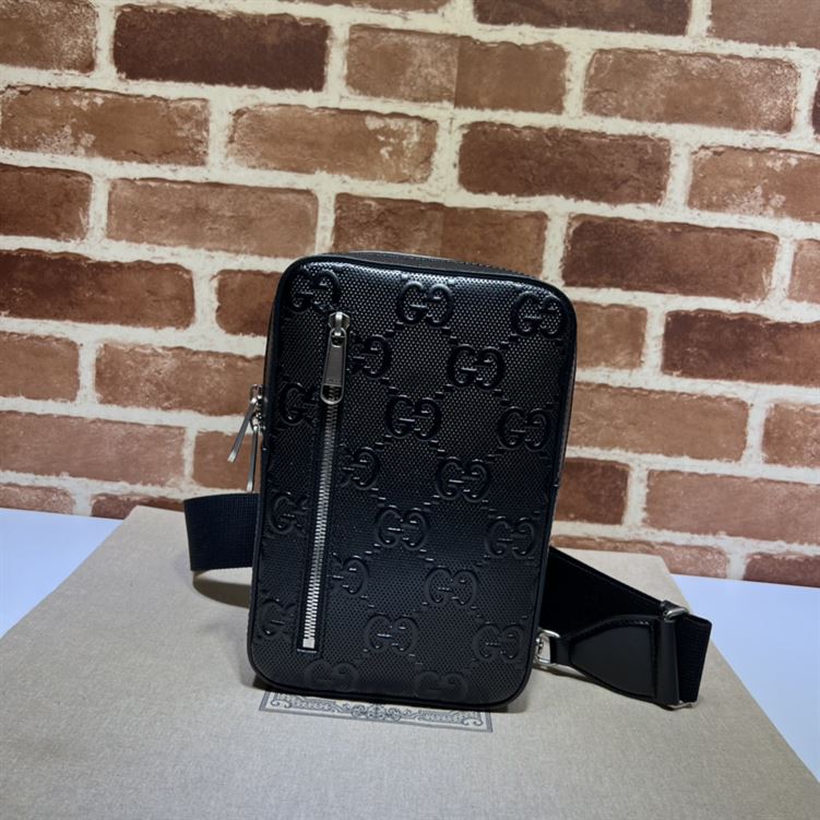 GUCCI GG EMBOSSED SLING BACKPACK BLACK LEATHER – BG018