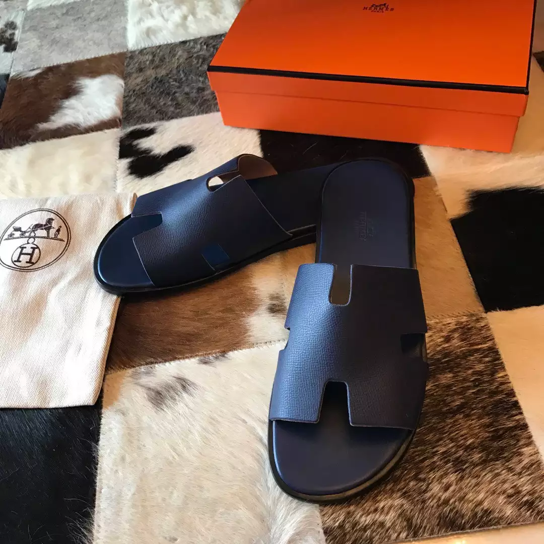 HERMES MEN’S IZMIR SANDALS IN BLUE SAPHIR EPSOM CALFSKIN – HMSD024