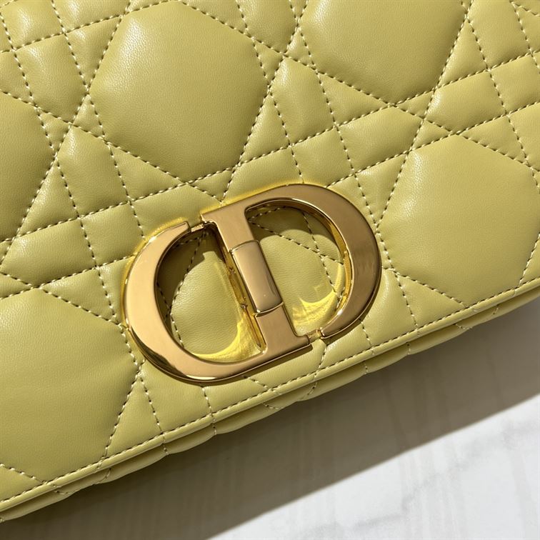 DIOR MEDIUM DIOR CARO BAG YELLOW QUILTED MACROCANNAGE CALFSKIN – DOB067