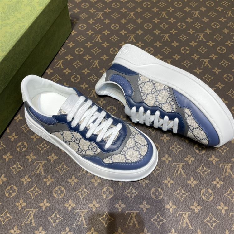 GUCCI MEN’S GG SNEAKERS BEIGE AND BLUE SUPREME – GCC003