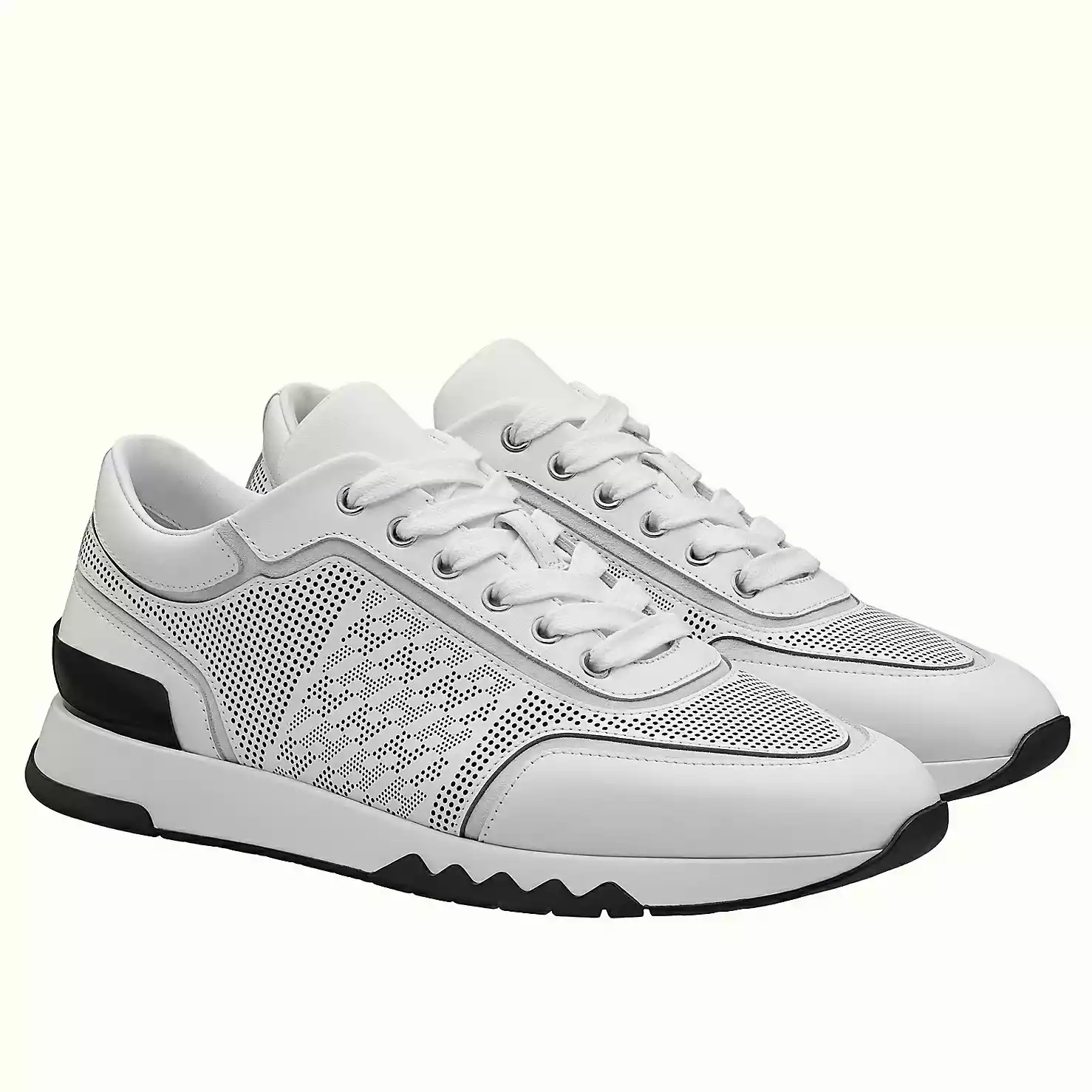 Hermes Men’s C-Addict Sneakers In White Perforated Calfskin – HM039