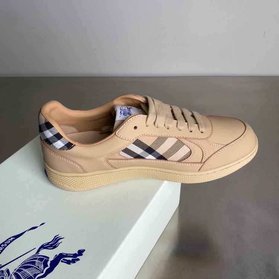 BURBERRY LEATHER AND CHECK TERRACE SNEAKERS – BBR036