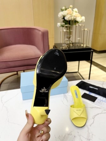 PRADA HEELED SANDALS 75MM IN YELLOW BRUSHED LEATHER – PSD015