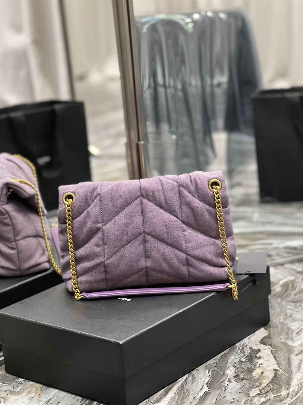 YSL SMALL PUFFER PURPLE BAG – YB057