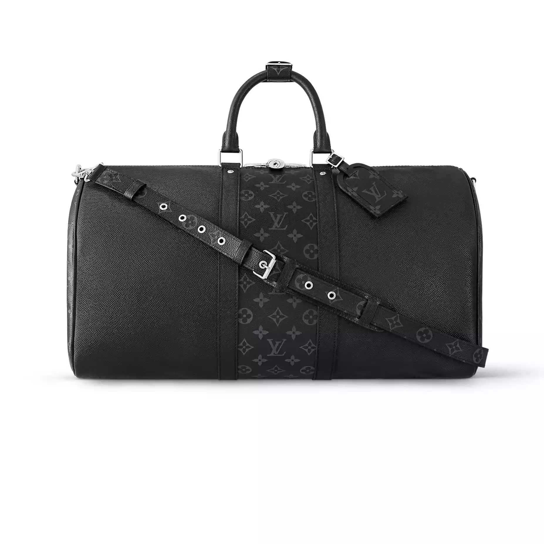 KEEPALL 50 BANDOULIERE TAIGA COWHIDE LEATHER AND MONOGRAM ECLIPSE COATED CANVAS M30235 – LW378