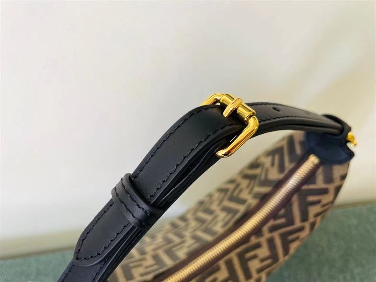 FENDIGRAPHY SMALL BROWN FF FABRIC BAG – F023