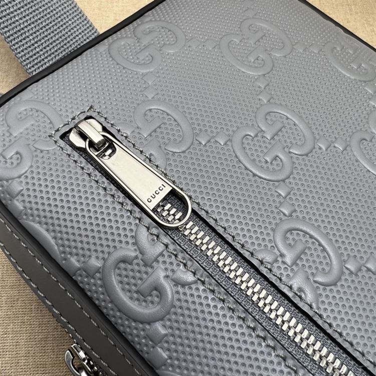 GUCCI GG EMBOSSED SLING BACKPACK GREY LEATHER – BG019
