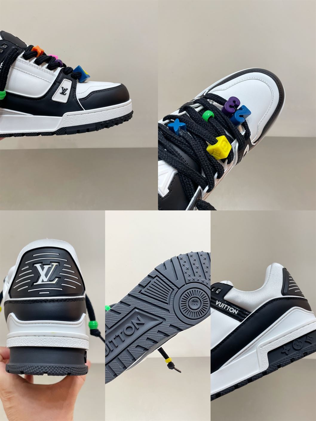 LOUIS VUITTON TRAINER MAXI LOW-TOP SNEAKERS IN WHITE AND BLACK – LVS116