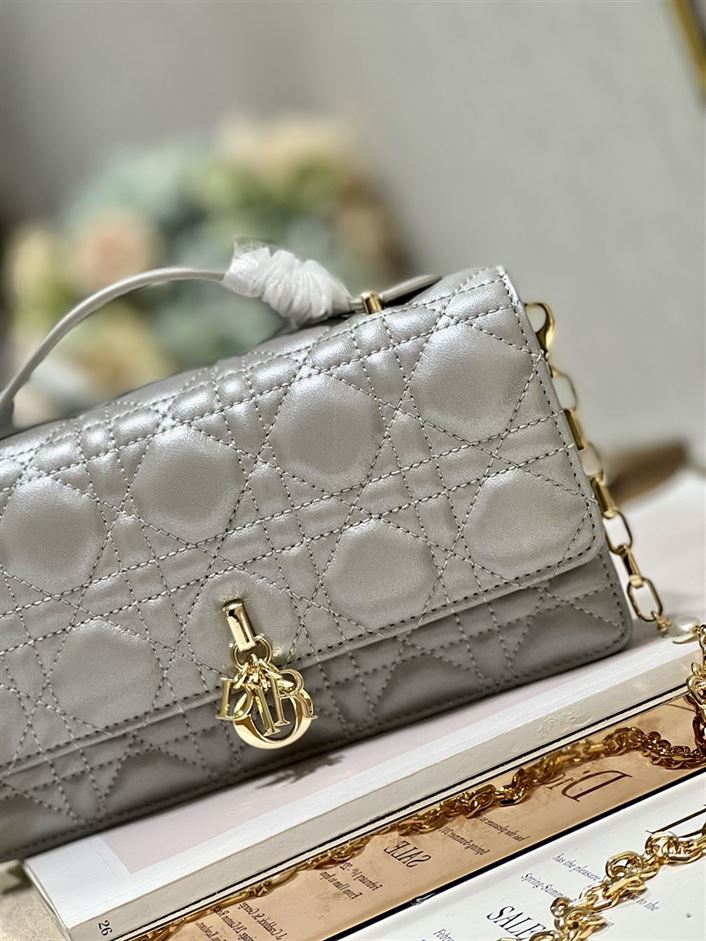 DIOR MISS DIOR MINI BAG GREY CANNAGE LAMBSKIN – DOB058