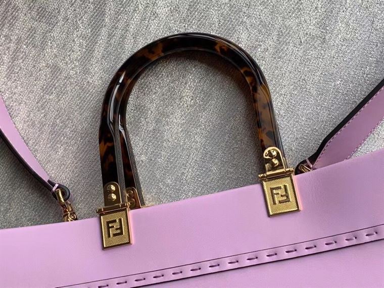 FENDI SUNSHINE MEDIUM LILAC LEATHER SHOPPER – F020