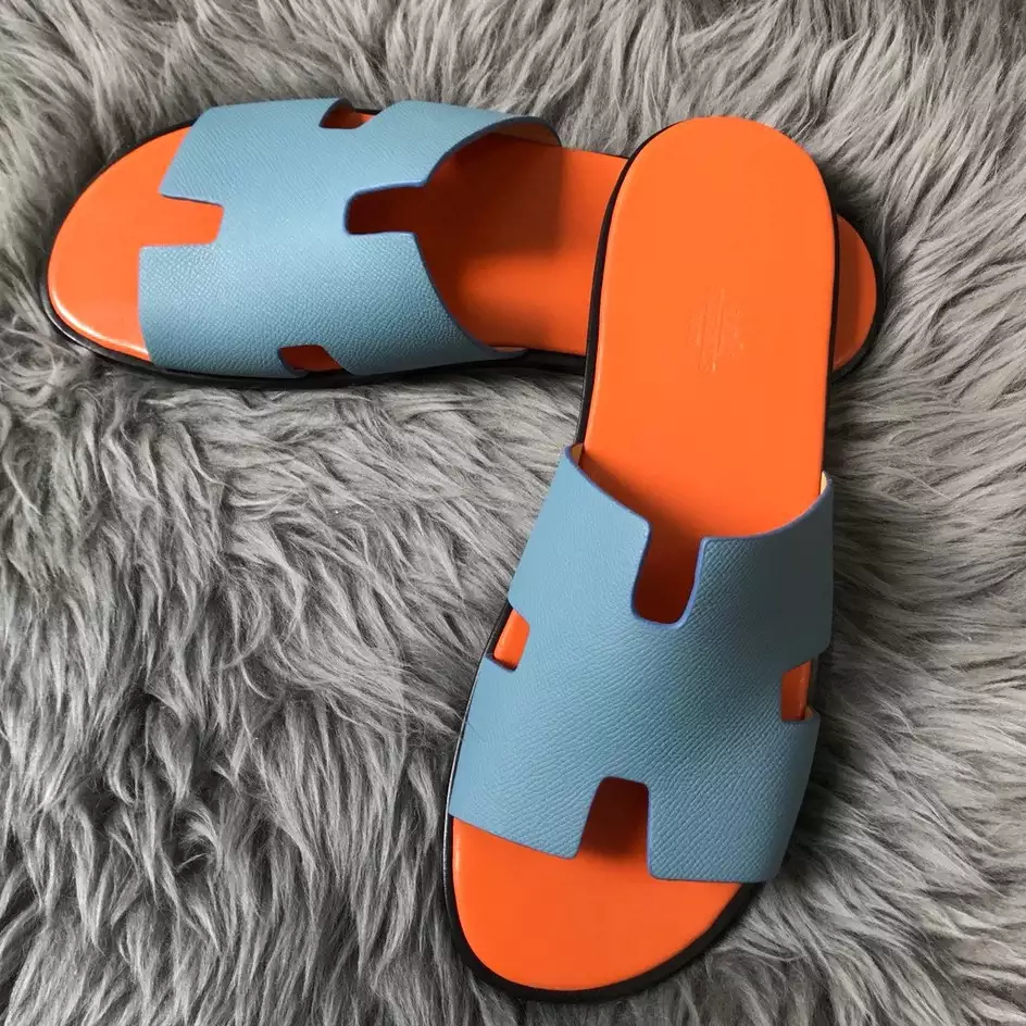 HERMES MEN’S IZMIR SANDALS IN BLUE EPSOM CALFSKIN – HMSD023