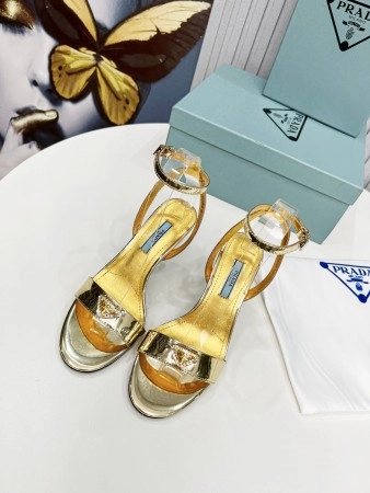 PRADA HEEL SANDALS 85MM IN GOLD METALLIC LEATHER – PSD058