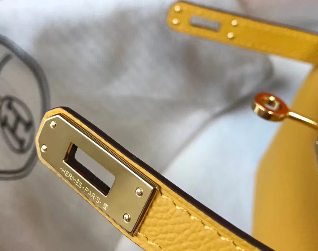 Hermes Kelly Mini II Bag In Yellow Epsom Leather GHW – HW116
