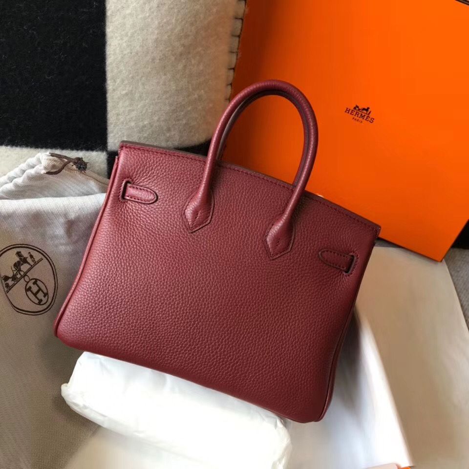 Hermes Birkin 25cm Bag In Bordeaux Clemence Leather GHW – HW013
