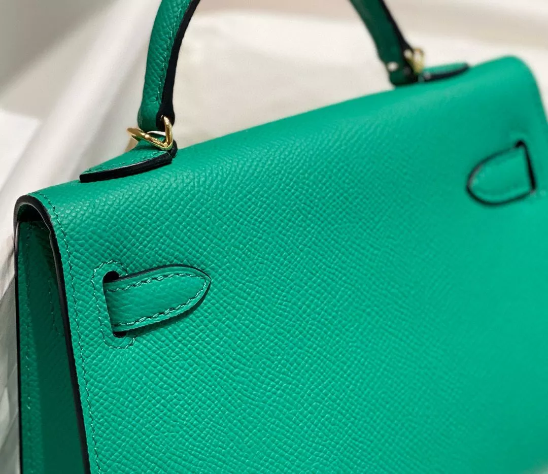 Hermes Kelly Mini II Bag In Vert Jade Epsom Leather GHW – HW115