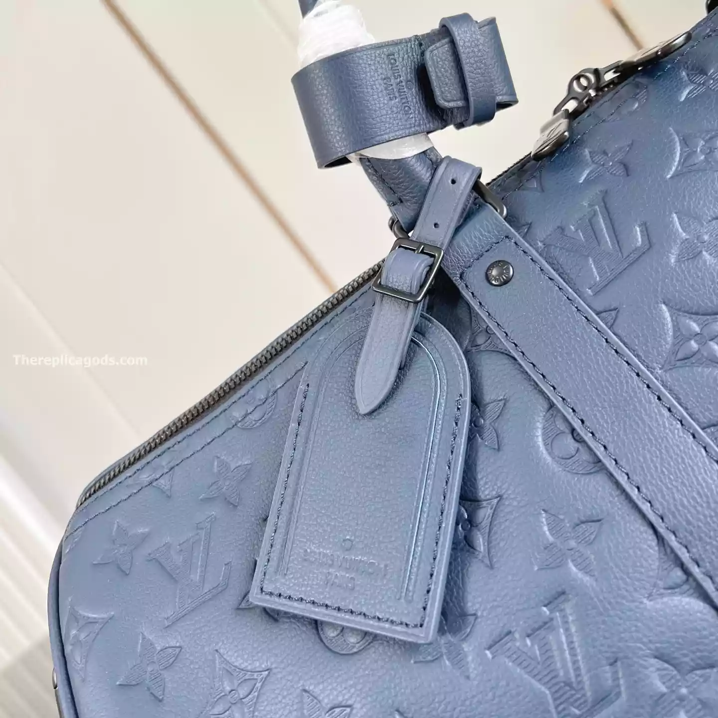 KEEPALL BANDOULIERE 50 BAG NAVY BLUE MONOGRAM SHADOW – LW313