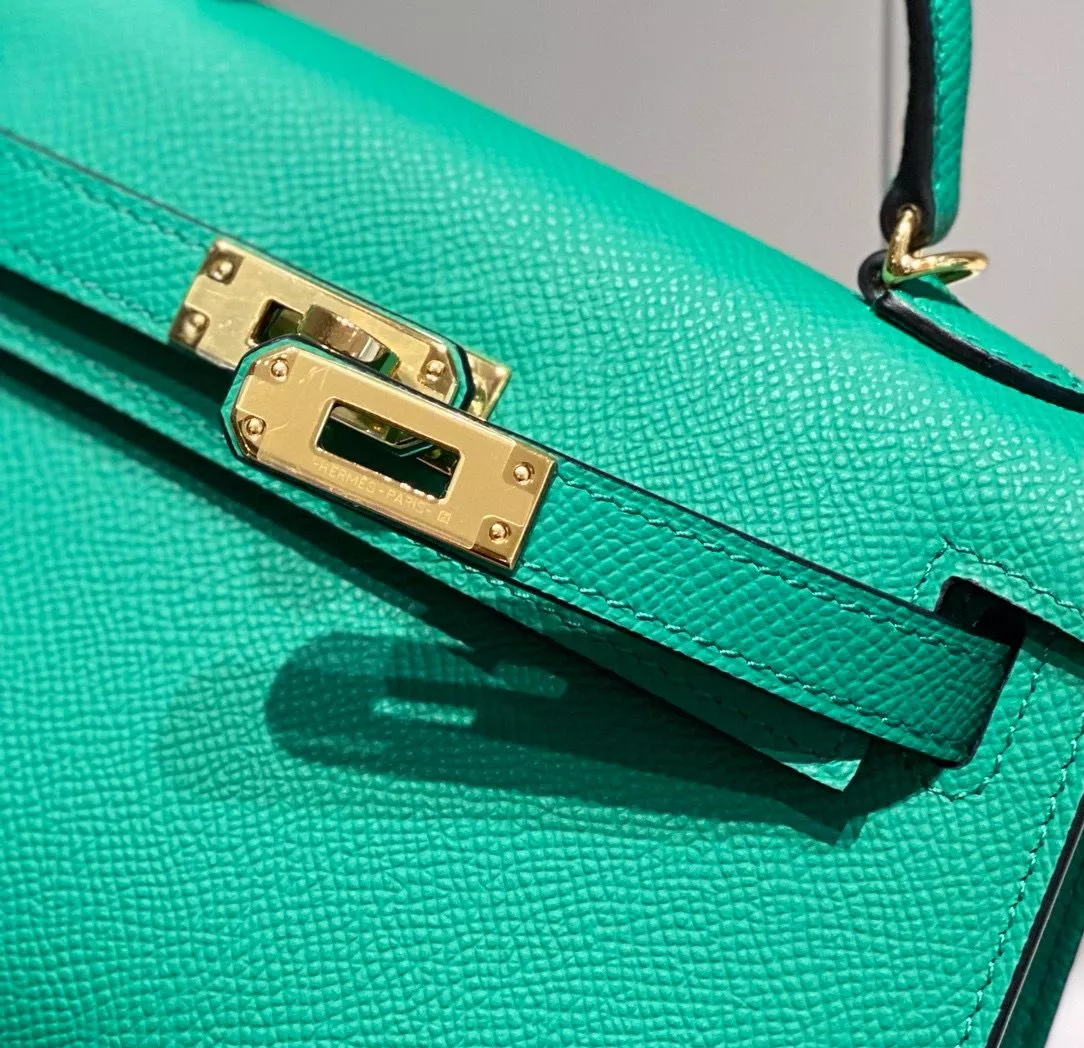 Hermes Kelly Mini II Bag In Vert Jade Epsom Leather GHW – HW115