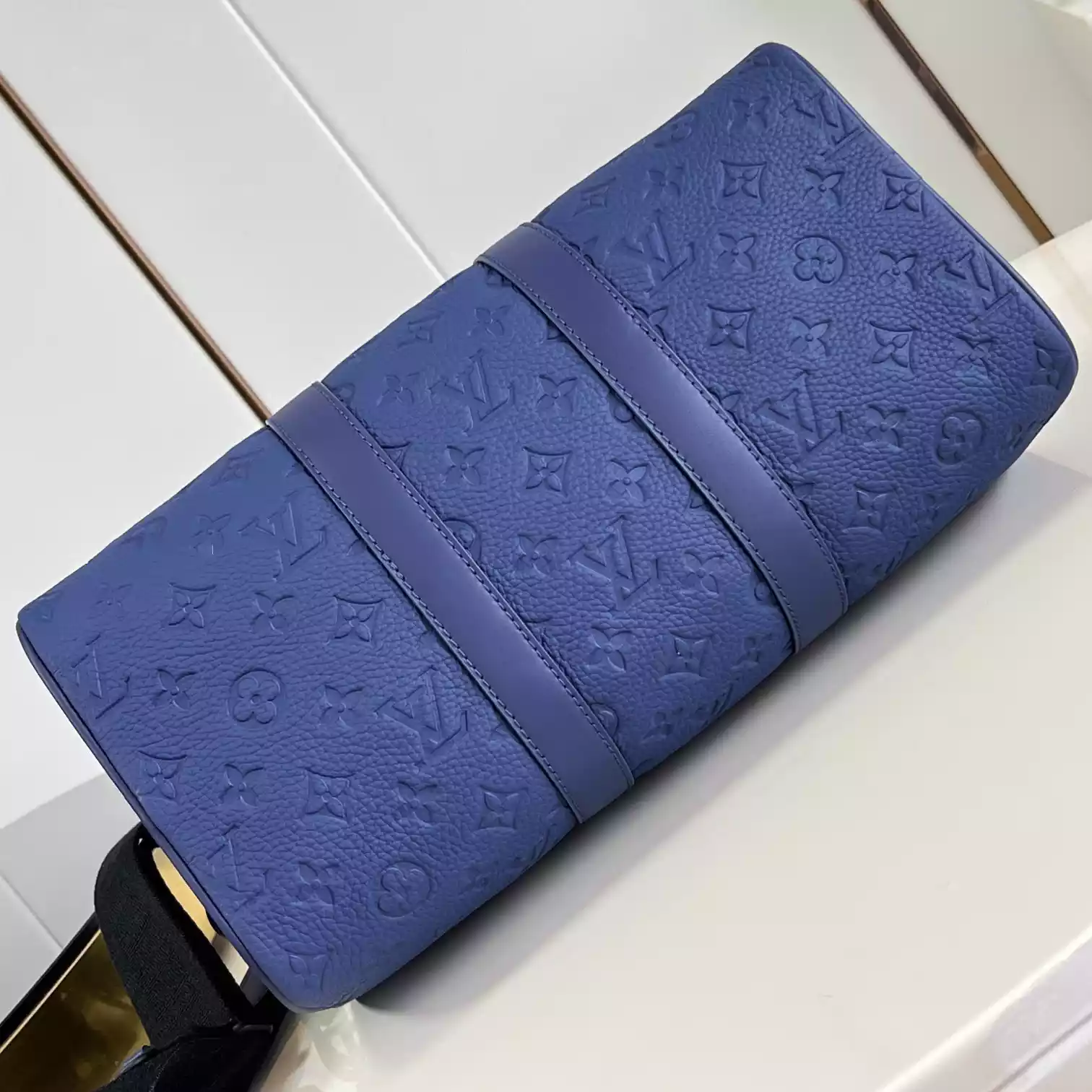 KEEPALL BANDOULIERE 35 BLUE MONOGRAM TAURILLON LEATHER M11691 – LW434