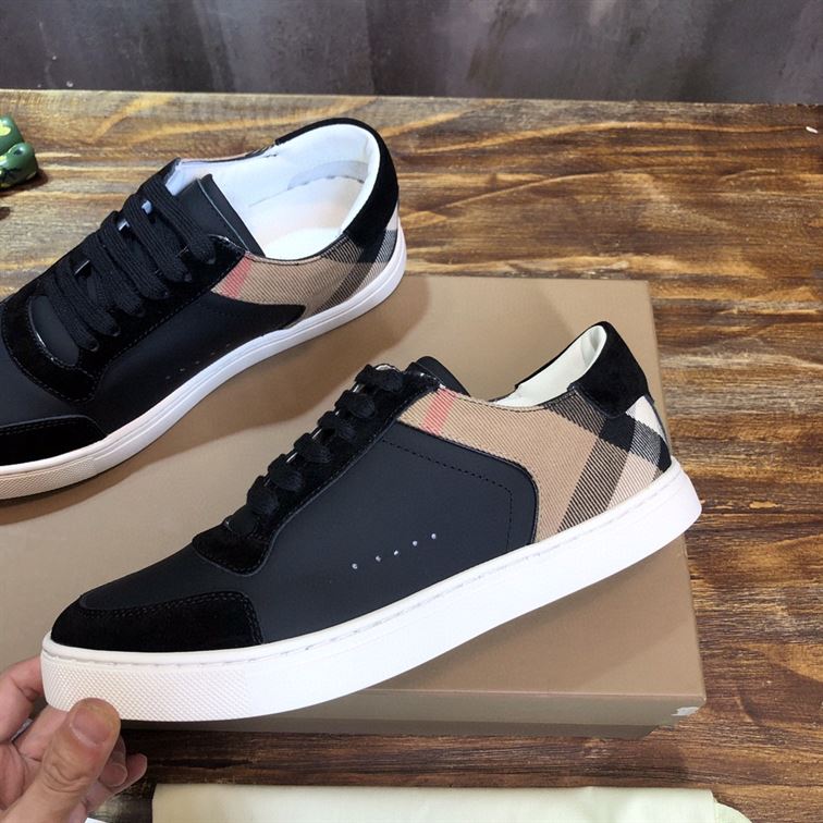 BURBERRY LEATHER AND HOUSE CHECK COTTON SNEAKERS – BBR014