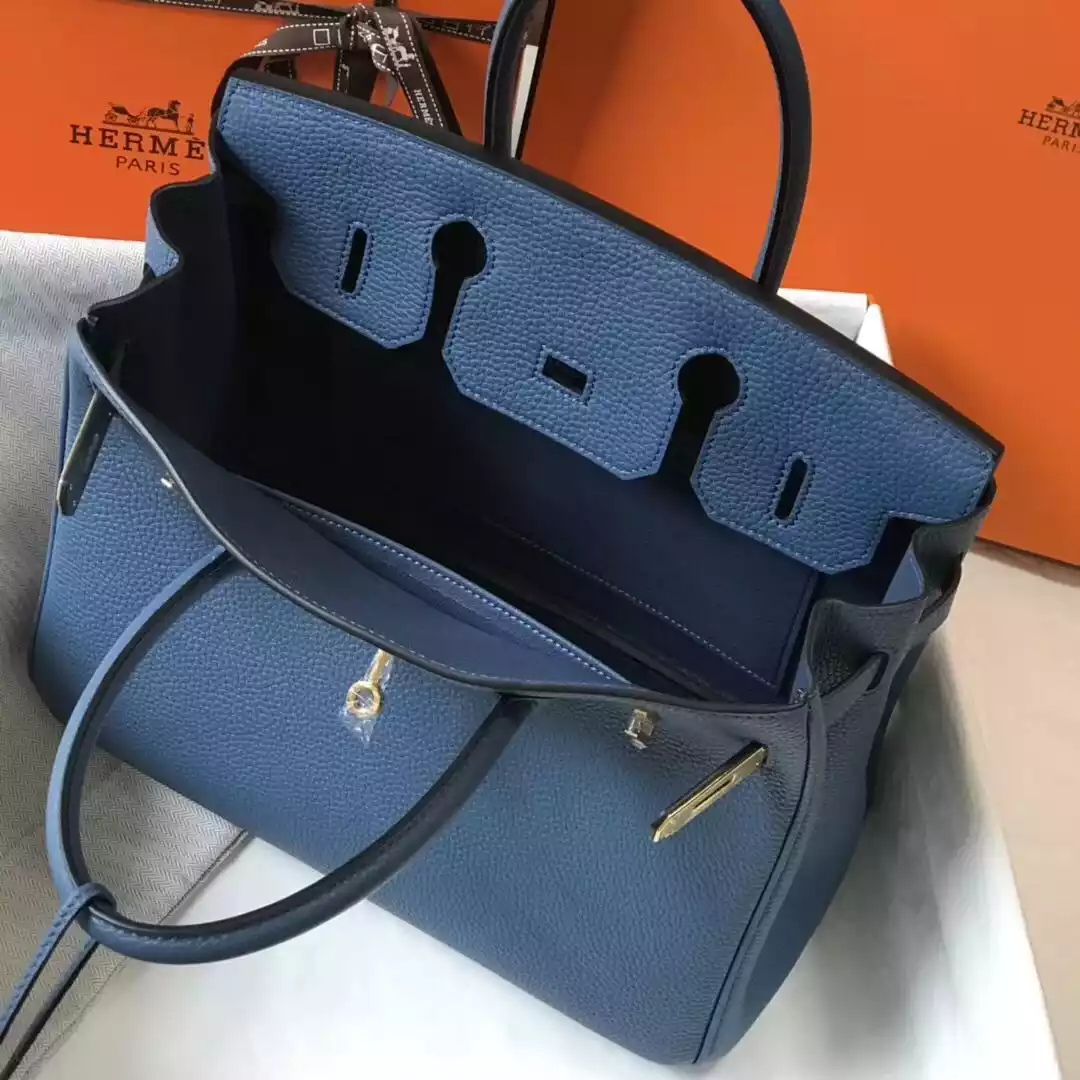 Hermes Blue Agate Clemence Birkin 30cm Bag – HW034