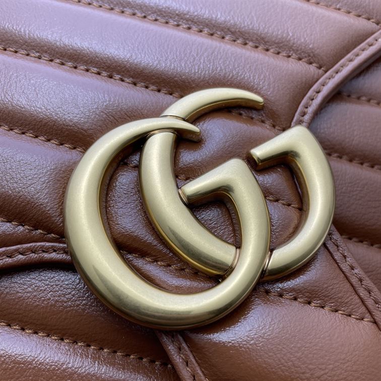 GUCCI GG MARMONT SMALL TOP HANDLE BAG IN BROWN LEATHER – GB52