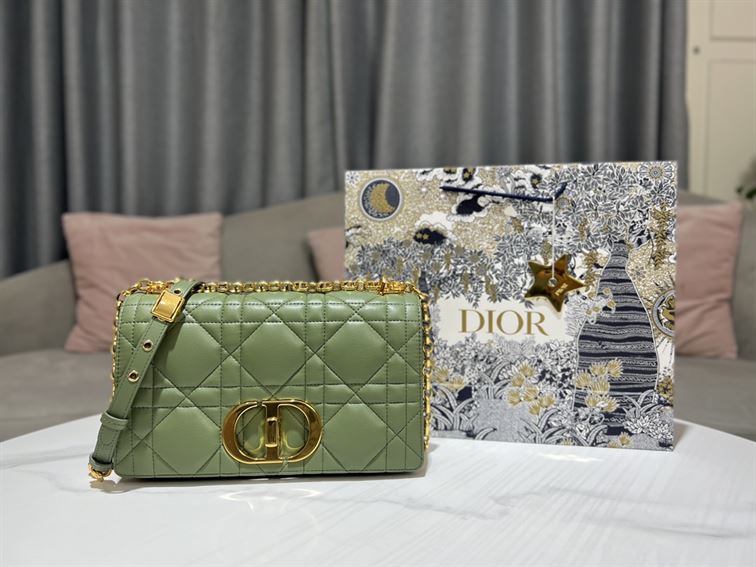 DIOR MEDIUM DIOR CARO BAG GREEN QUILTED MACROCANNAGE CALFSKIN – DOB064