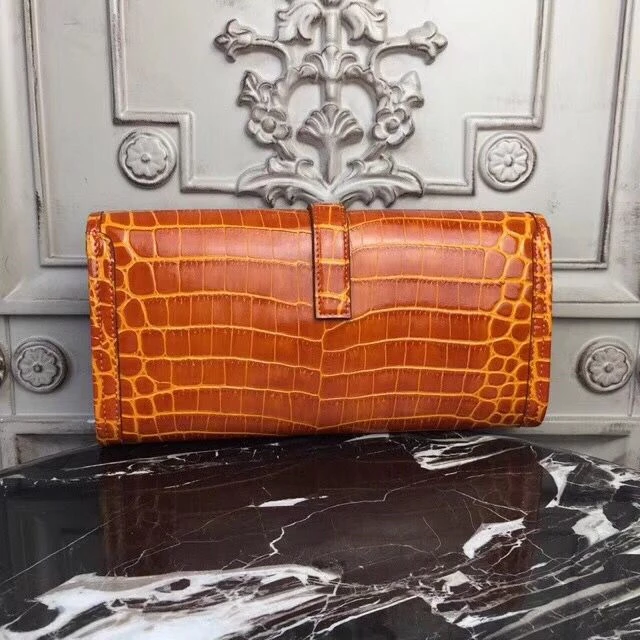 Hermes Jige Elan 29 Clutch In Orange Crocodile Leather – HW112