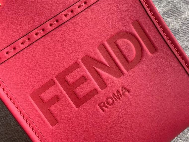 FENDI MINI SUNSHINE SHOPPER FUCHSIA LEATHER MINI BAG – F009