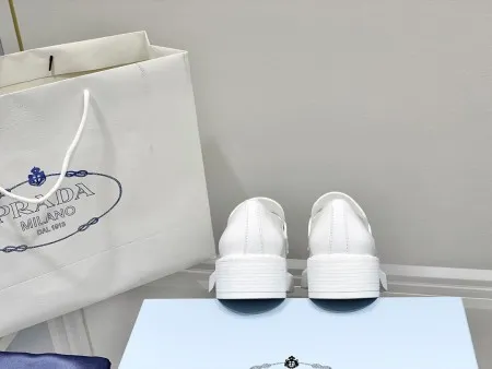 Prada Women’s Loafers In White Brushed Leather – PRL003