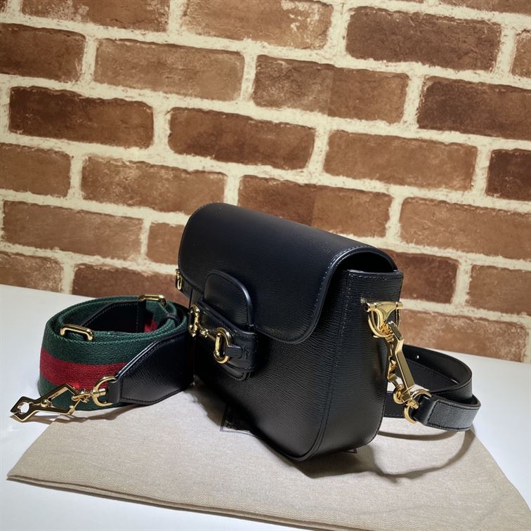 GUCCI HORSEBIT 1955 MINI BAG IN BLACK LEATHER – GB12