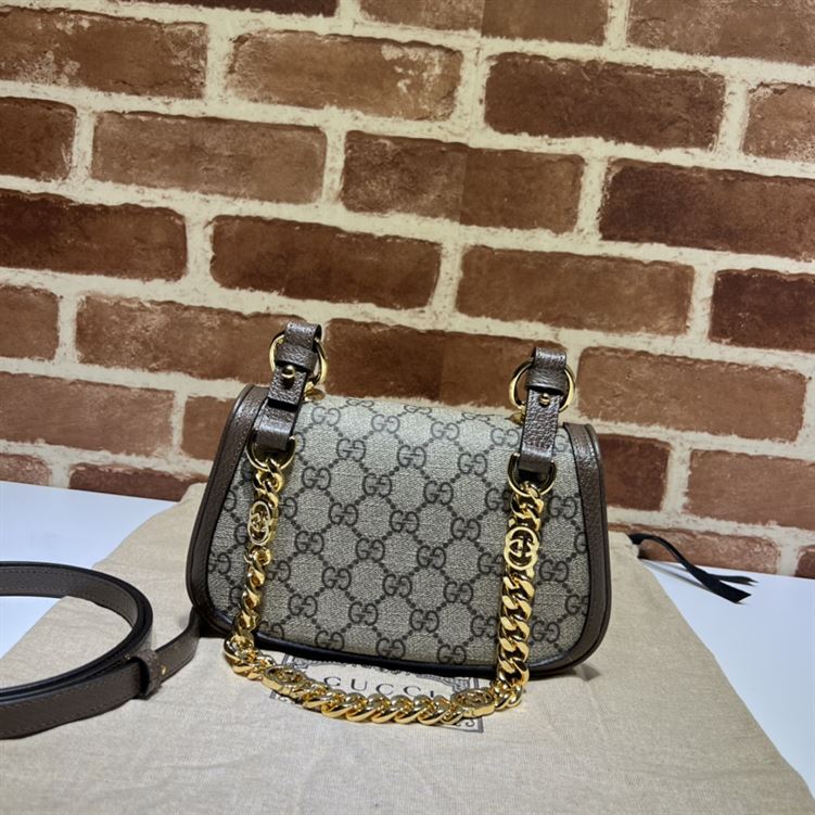 GUCCI BLONDIE MINI SHOULDER BAG WITH BEIGE AND EBONY GG SUPREME CANVAS – GB78
