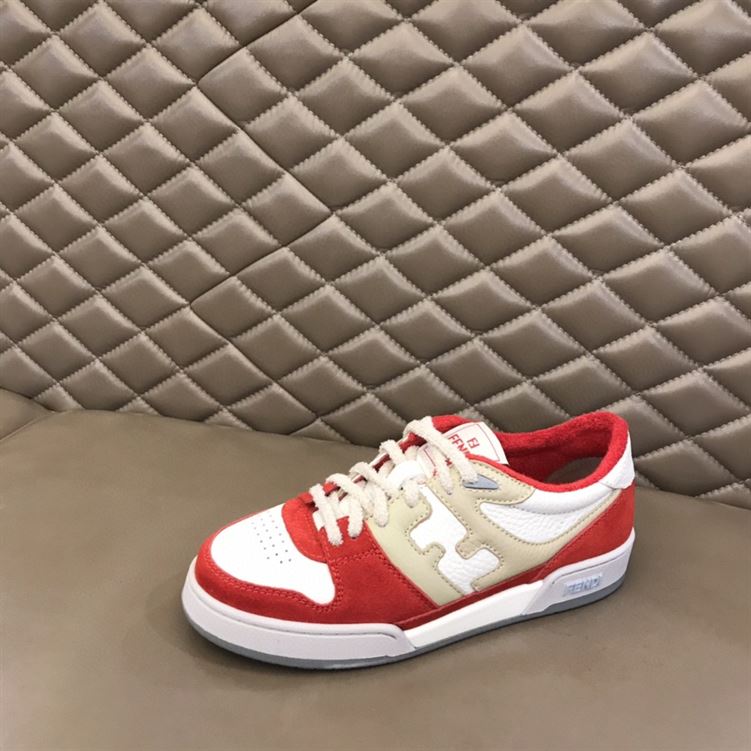 FENDI MATCH RED LEATHER LOW-TOPS SNEAKERS – FDS001