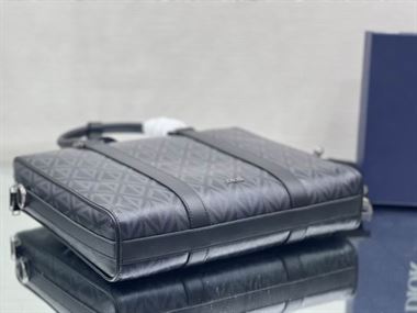 DIOR LINGOT BRIEFCASE GRAY CD DIAMOND CANVAS AND SMOOTH CALFSKIN – DIO032