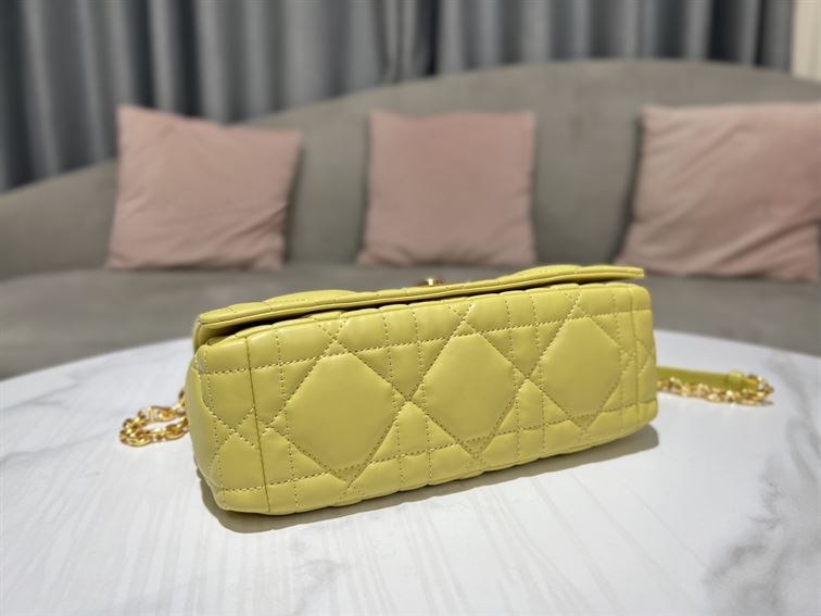 DIOR MEDIUM DIOR CARO BAG YELLOW QUILTED MACROCANNAGE CALFSKIN – DOB067